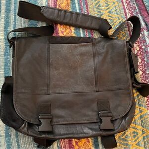 Large Black leather flap over crossbody bag